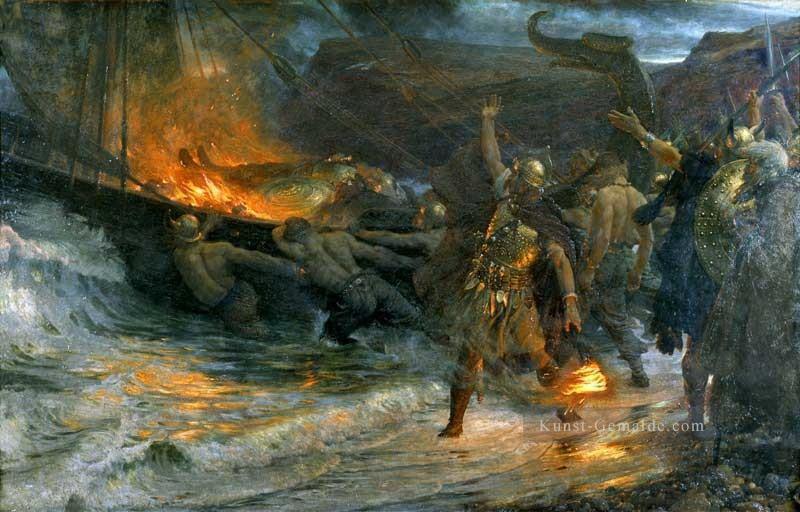 Die Beerdigung des Viking Viktorianischen Frank Dicksee Ölgemälde